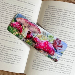 Mushroom Bookmark Fungi Bookmark Double Sided Wildlife Gift Book Worm Gift image 1