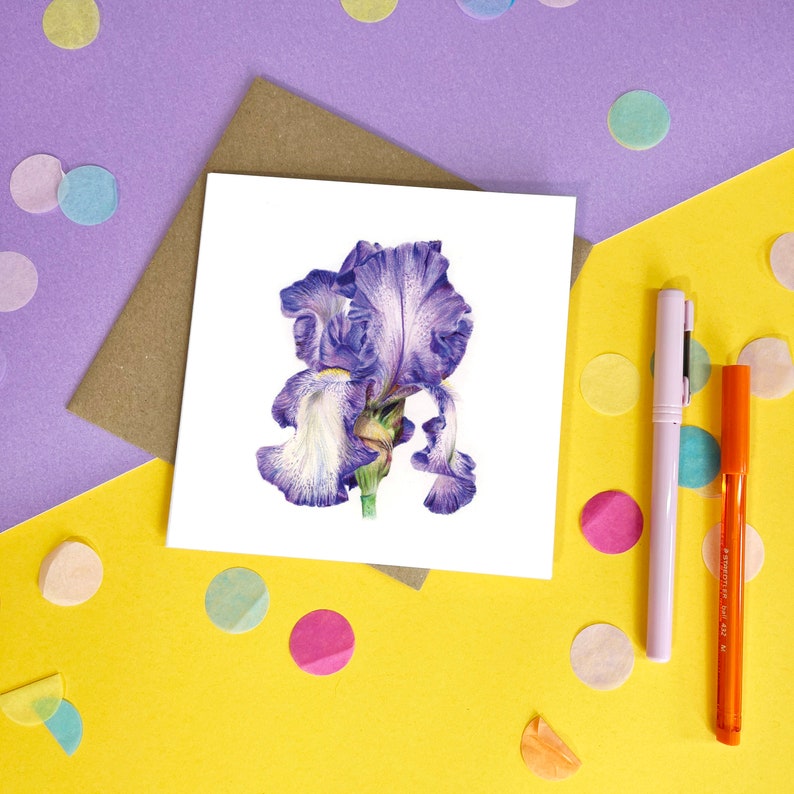 Iris Card / Flower Card / Greetings Card / Blank Inside / Floral Card image 2