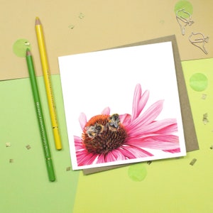 Bee And Echinacea Flower Card, Great For Any Occasion, Eco-Friendly Seller image 2