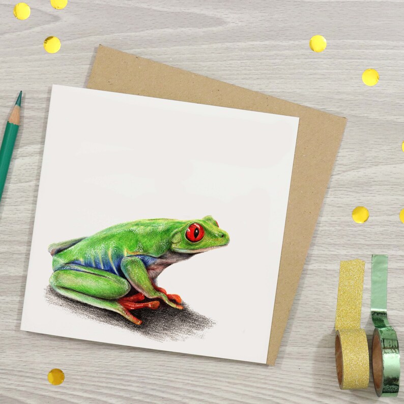 Frosch Wildtier-Karte / Frosch-Karte / Grußkarte / blank innen | Etsy
