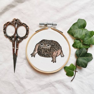 Black Rain Frog Embroidery Art