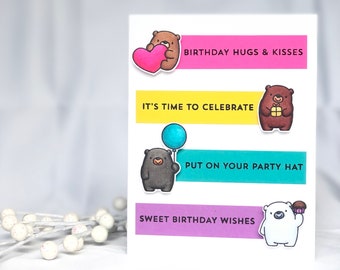 Bear Birthday Card - Bear Card - Animal Birthday Card - Cute Animal Card - Cute Happy Birthday Card - Bear Greeting Card