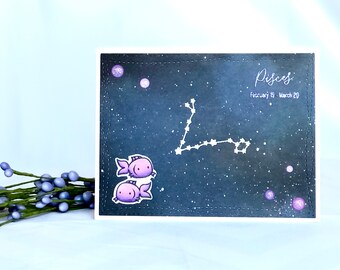 Pisces Birthday Card - Pisces Card - Zodiac Birthday Card - Astrology Birthday Card - Pisces Fish - Fish Card - Horoscope Card - Zodiac Card