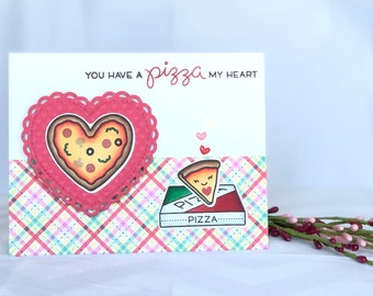 Pizza Valentine Card - Pizza Love Card - Food Valentine Card - Food Pun Card - Pun Valentine Card - Pizza My Heart - Cute Pun Card