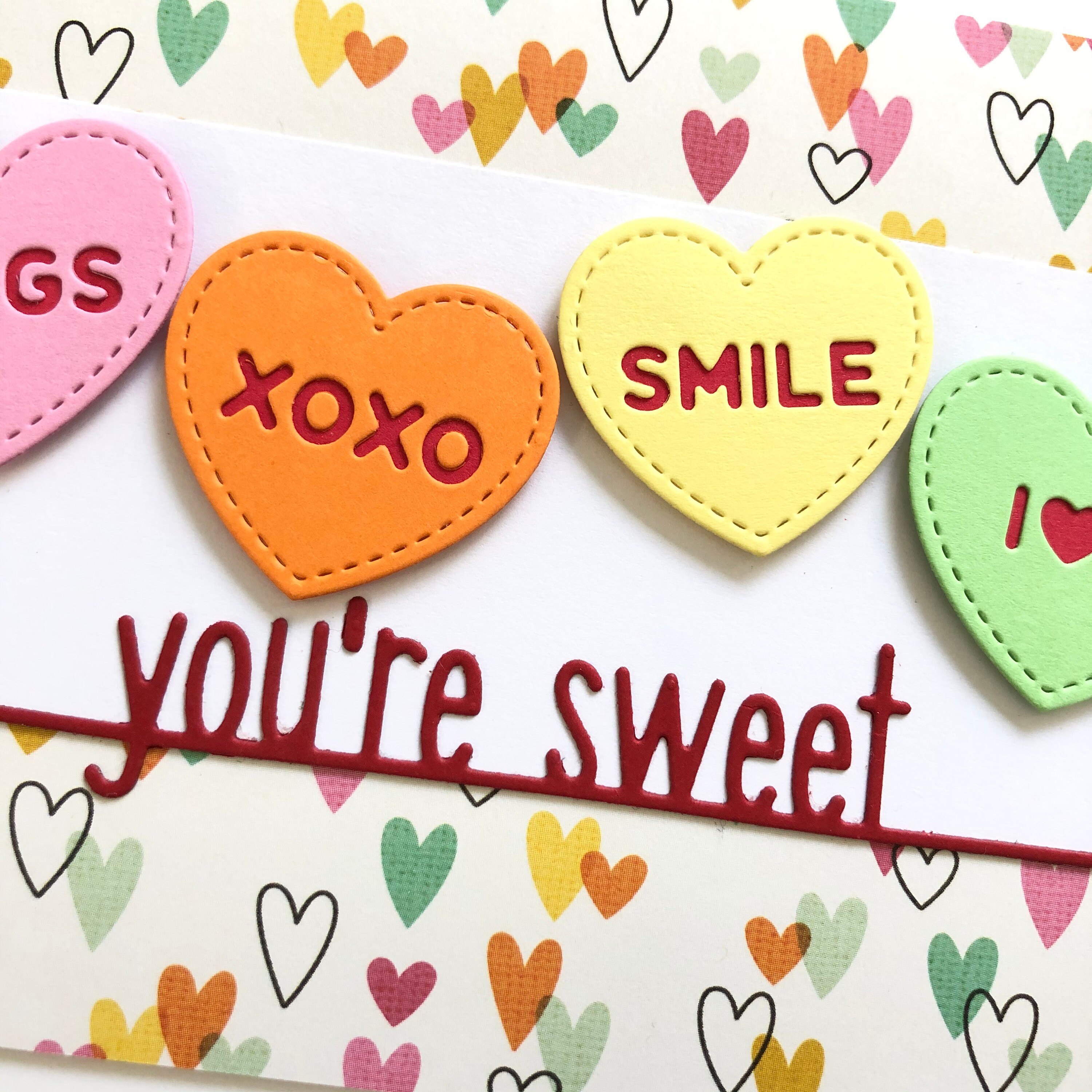 Candy Heart Card Conversation Heart Card Candy Valentine Etsy