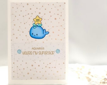 Aquarius Card - Aquarius Birthday Card - Zodiac Birthday Card - Aquarius Zodiac Sign - Zodiac Card - Astrology Birthday Card