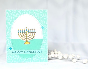 Hanukkah Card - Menorah - Happy Hanukkah Card - Handmade Hanukkah Card - Handmade Holiday Card - Winter Holiday Card - Jewish Card