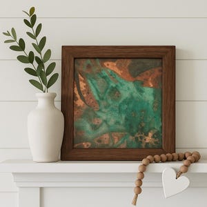 Patina Copper Wall Art | One-of-a-Kind Aged Copper in Reclaimed Walnut Frame | Multiple Sizes | Wall Decor | Handcrafted in the USA