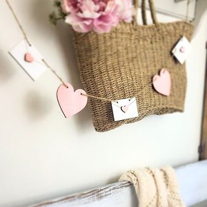 Wood Heart and Love letter Garland | Wood Hearts Banner | Valentine's Day Wood Hearts| Wedding Decor | Valentine's Day Decor