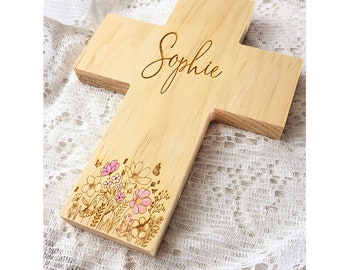 Wood Wall Cross | Baptism Cross  |  Godparent gift | First Communion | Personalized Gift | Baptism Gift girl | Baptism boy