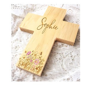 Personalized Wood Cross: Baptism, First Communion, Godparent Gift