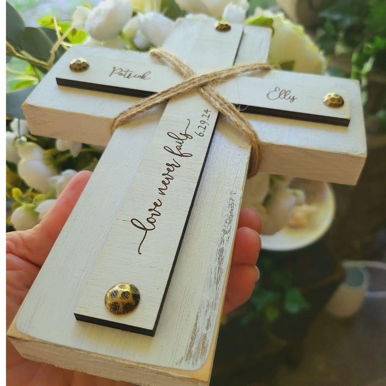 Personalized Wedding Gift/Wood Wall Cross/ Engagement Gift /Love never fails/Christian gift /wedding cross /Anniversary Gift/ Christmas Gift