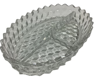 Vintage Fostoria American Clear Crystal 3-Section Serving Dish - 3p Relish Dish - Crystal Candy Dish - Vintage crystal bowl - vintage plate