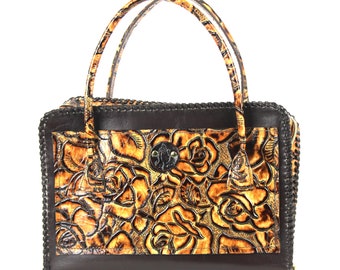 Handmade Leather Floral Embossed Bible Cover