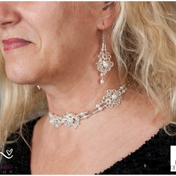 Parure Perles, Collier ras du cou avec Boucles d'oreilles Perles, Pendants perles, collier perles réglable, Ensembles perles pour femmes