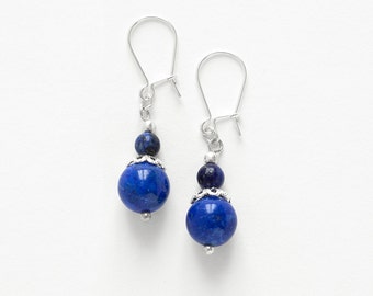 Boucles d'oreilles Lapis-Lazuli femme, Boucles d'oreilles bleues, Boucles d'oreilles pendantes Lapis-Lazuli,  Pendantes  bleues pour filles