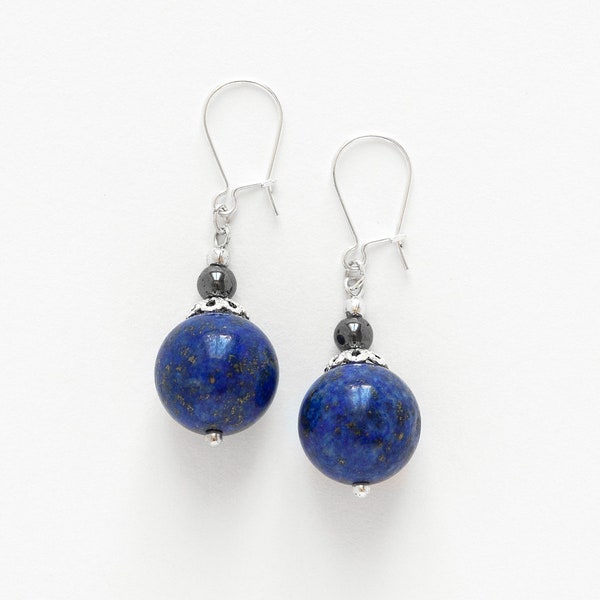 Boucles d'oreilles Lapis-Lazuli, Boucles d'oreilles bleues, Boucles d'oreilles pierre bleue, pendants Lapis-Lazuli, Pendants perles Lapis