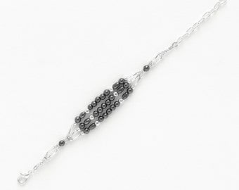 Verstelbare armband van hematiet voor dames, verstelbare zwarte kralenarmband, armband van hematietsteen voor dames, verstelbare zwarte armband voor dames