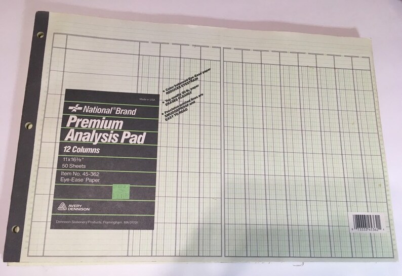 Green Accounting Ledger Paper 12column for Junk Journals Etsy