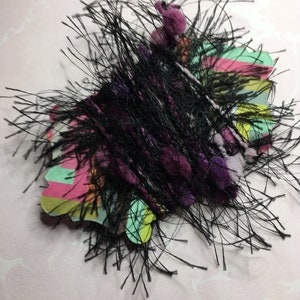 Black Eyelash & Purple Pom Pom Trim: 2 Yards, Junk Journal Embellishment