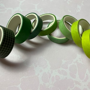 Shades of Green Washi Tape for Junk Journals Mixed Media Collage Paper Craft