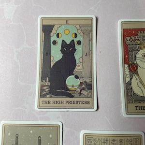 Cat Tarot Stickers  for Junk Journals Mixed Media Collage Art Planners