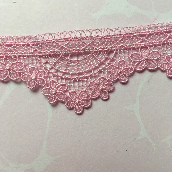 Pale Rose Pink Scalloped Lace for Craft Projects Junk Journals Collage Mixed Media Sewing