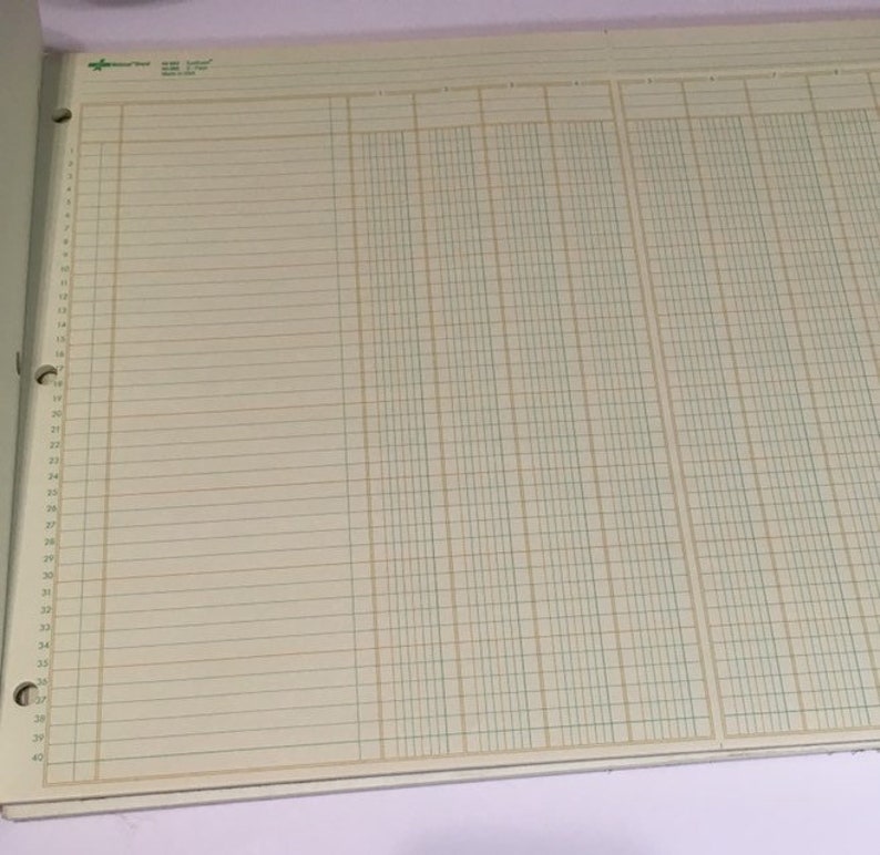 Green Accounting Ledger Paper 12column for Junk Journals Etsy