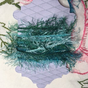 Aqua Teal Eyelash Trim: 2 Yards, Junk Journal Fiber