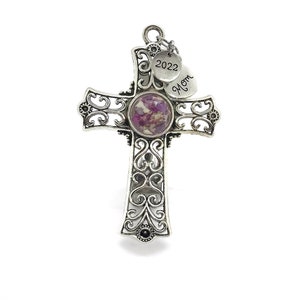Silver Cross Car Visor Clip / Memorial Funeral Flower Keepsake / Gift for Loss / 122
