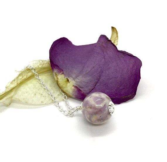 Memorial flower necklace / silver / flower jewelry / custom / drop necklace / 816