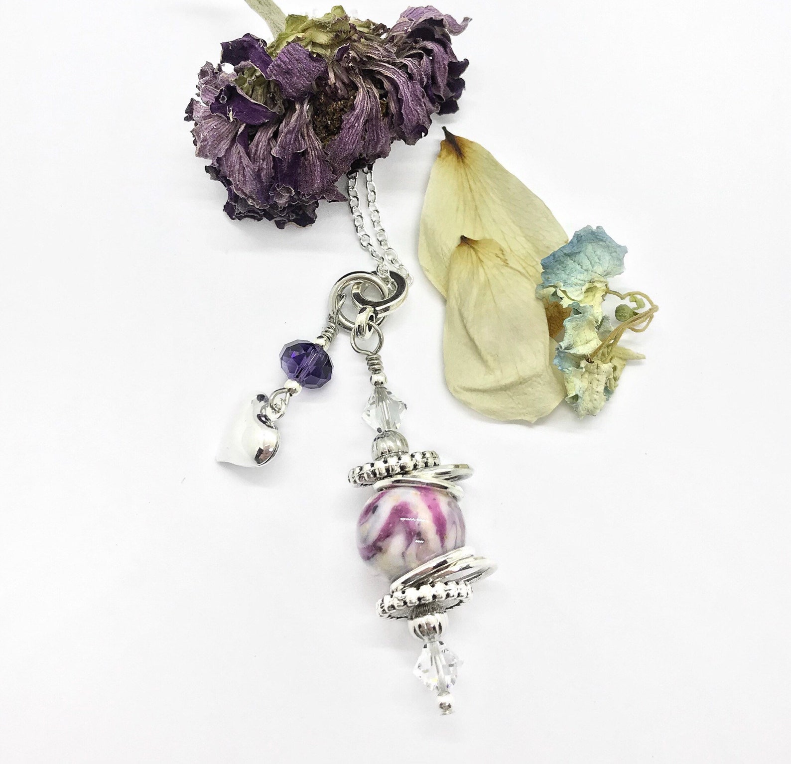 Memorial Flower Jewelry / Sterling Silver Necklace / Funeral Etsy