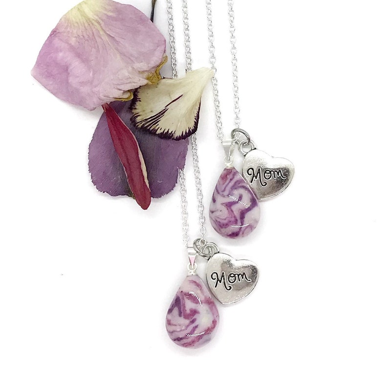 Memorial Flower Petal Jewelry / Mini Tear Drop Necklace / Etsy