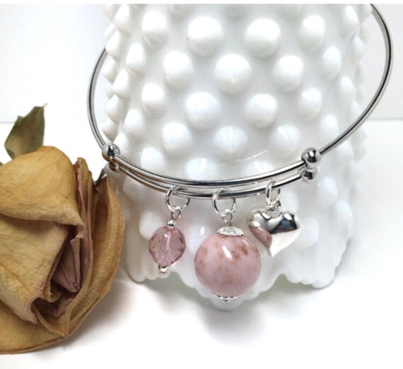 Flower Petal Keepsake Jewelry / Stackable Bangle Bracelet With Etsy