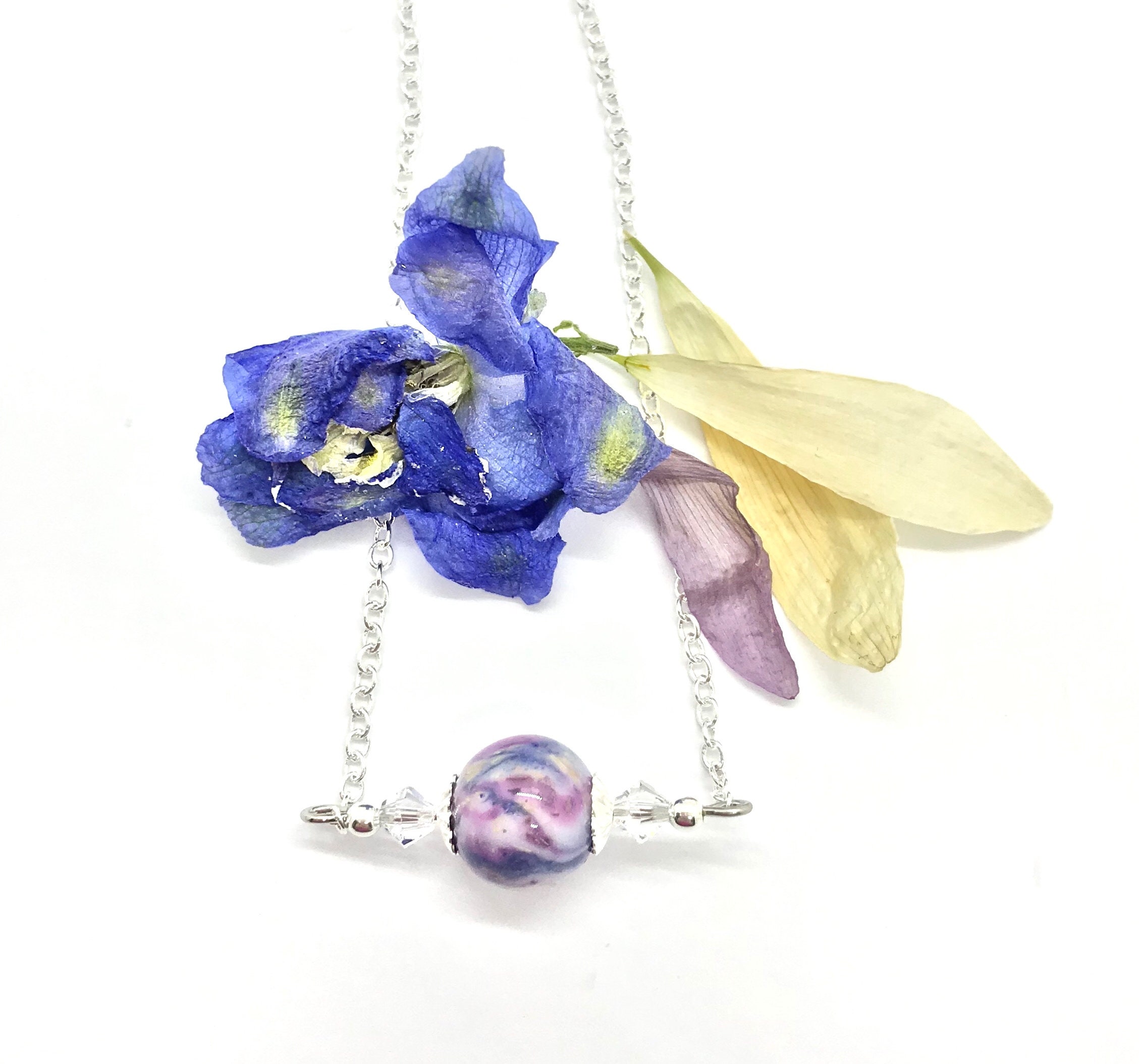 Funeral Flower Jewelry / Silver Flower Petal Necklace/ 1417 Etsy