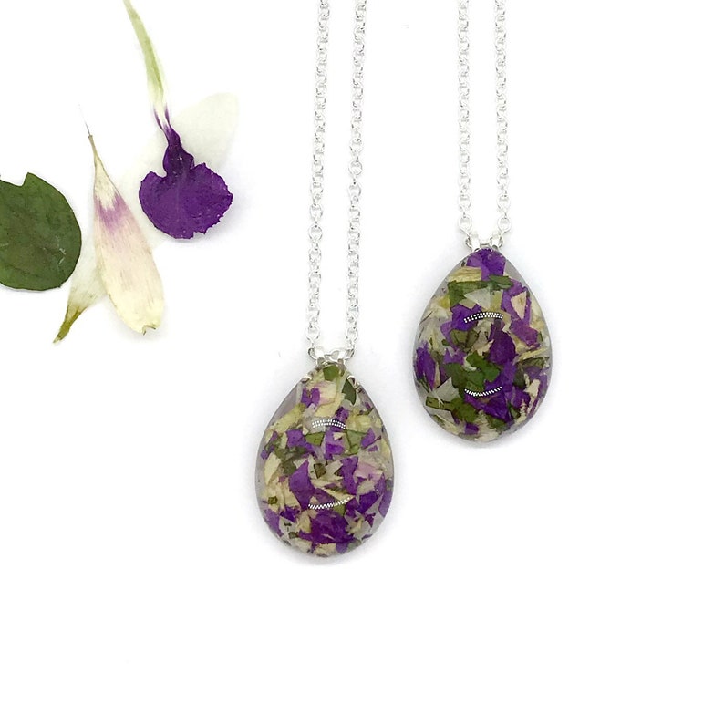 Memorial Flower Petal Jewelry / Teardrop Crystal Clear Resin Etsy