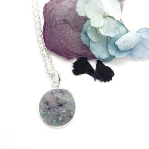 Flower petal necklace/ memorial jewelry / cabochon necklace / wedding flower jewelry / 416
