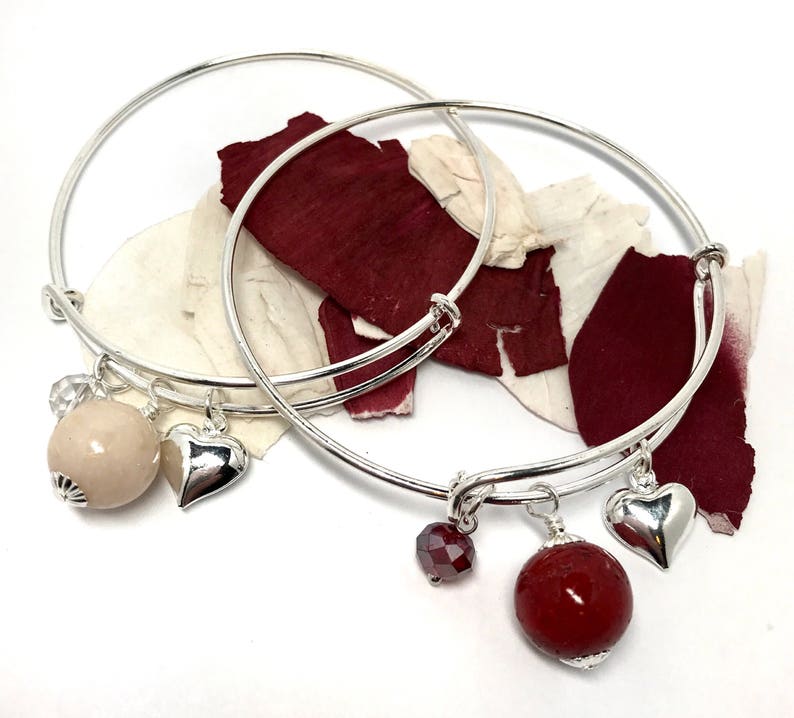 Flower Petal Keepsake Jewelry / Stackable Bangle Bracelet With Etsy