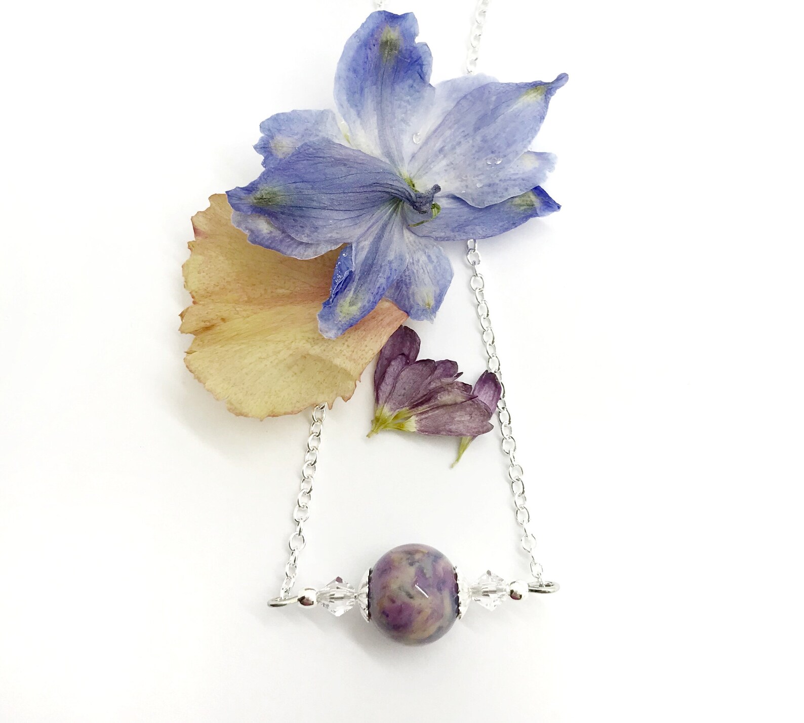 Funeral Flower Jewelry / Silver Flower Petal Necklace/ 1417 Etsy