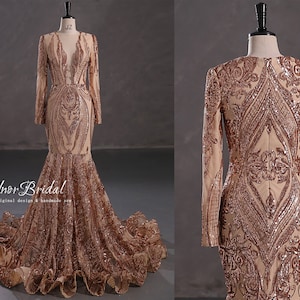 Vintage Champagne Sequin Design Mermaid Elegant Homecoming Dress Birthday Dress Party Dress DP6191 main image 1