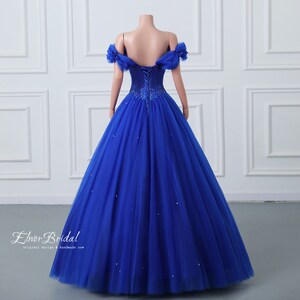 Royal Blue Prom Dress Ball Gown Off The Shoulder Evening Formal Party Gowns