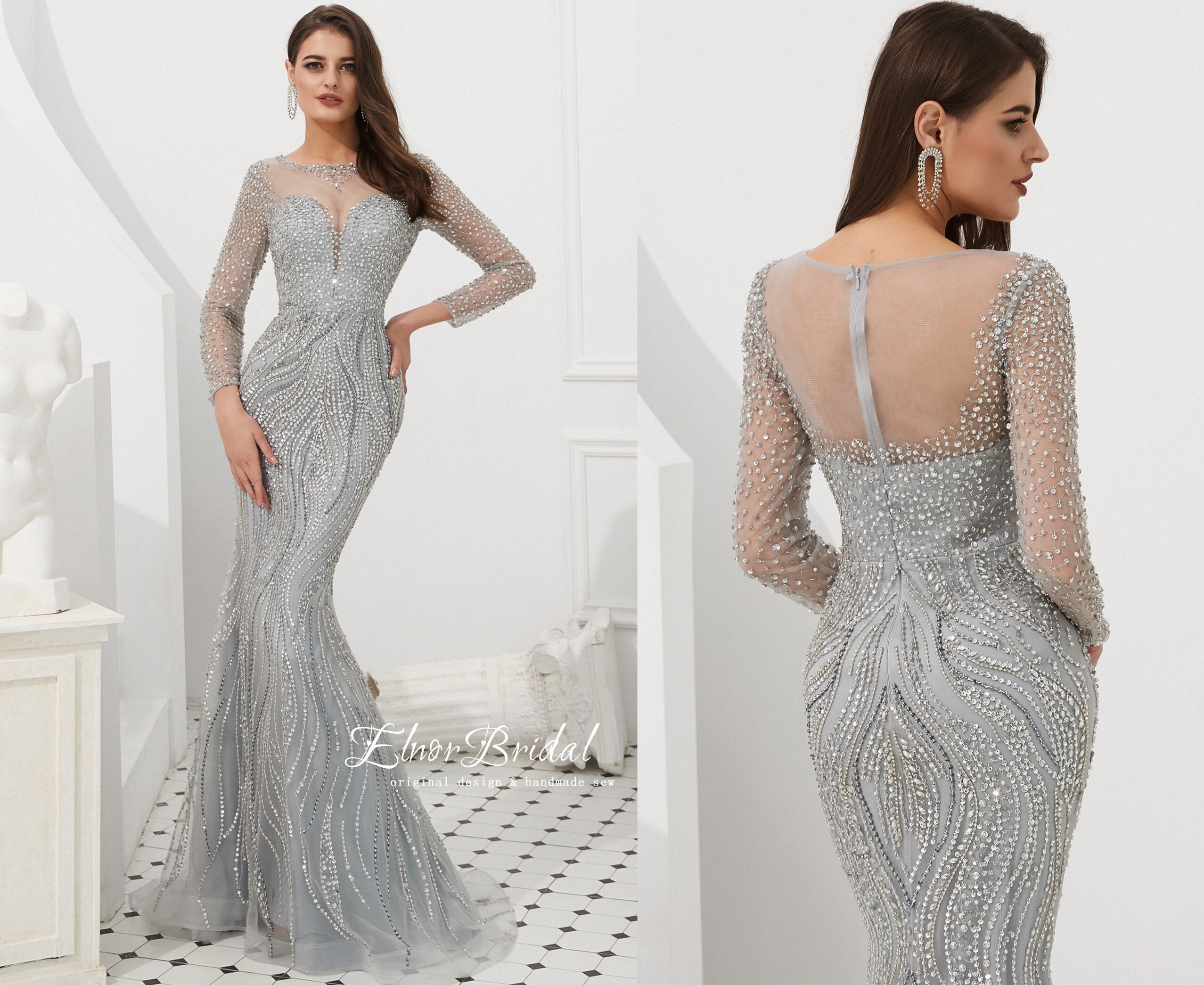 Long Silver Dress - Etsy