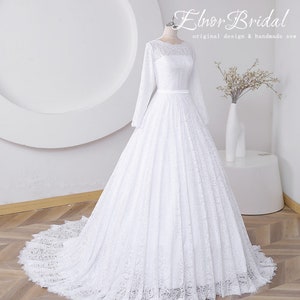 Elegant Lace Wedding Dress For Women 2022/Wedding Dress Long Sleeve/A Line Open Back Wedding Dresses/Plus Size Wedding Dress