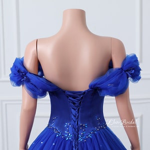 Off The Shoulder Royal Blue Toddler Ball Gown GACH037