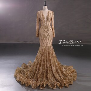 Sexy Champagne Satin Mermaid Evening Dress Lace Inset Ruched Detail Gown,OLP1994