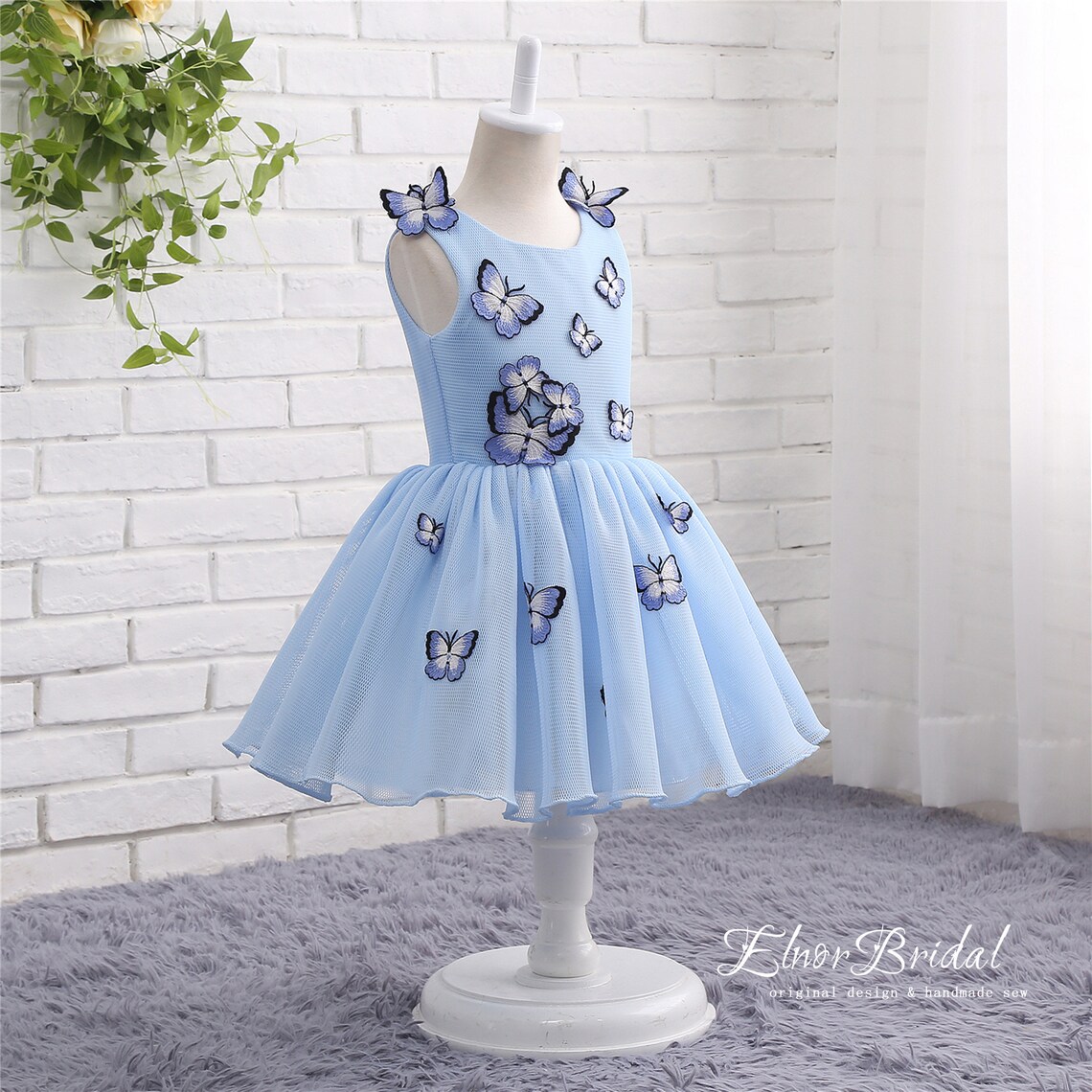 Blue Butterfly Wedding Flower Girl Dresses Babyjunior Etsy