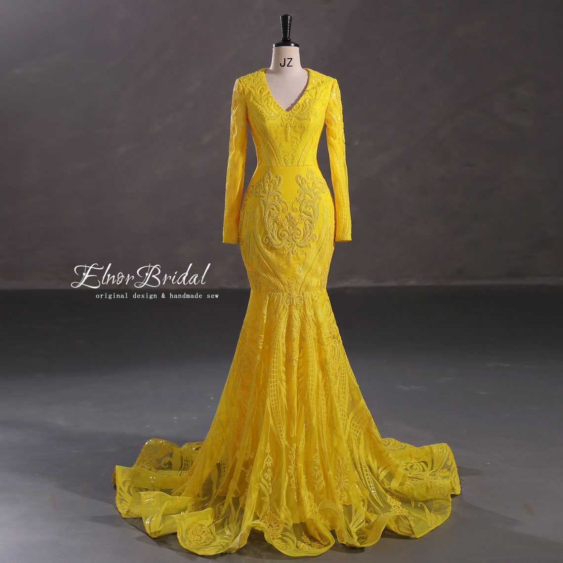 Arabic Light Gold Mermaid Prom Dressessequins Lace Long - Etsy