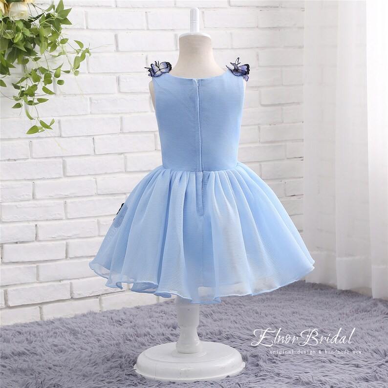 Blue Butterfly Wedding Flower Girl Dresses Babyjunior Etsy