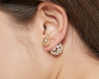 Monaco Gold Double Ball Earring