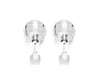Crystalia Double Ball Earring/Double Sided Earring For Her/Double Pearl Earring Glass/Front Back Earring/Two Ball Earring/Dior Earring
